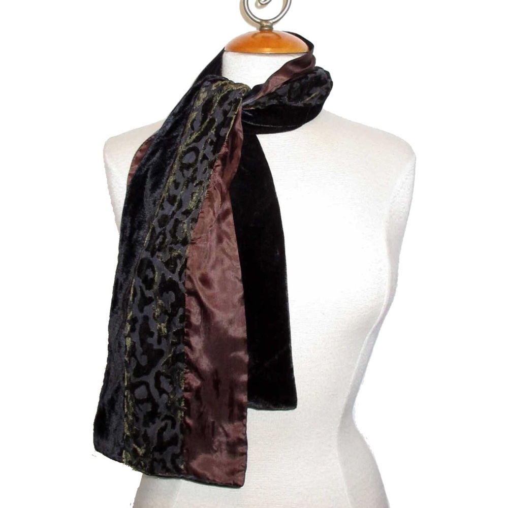 Scarf  - Burnout velvet  - brown & black